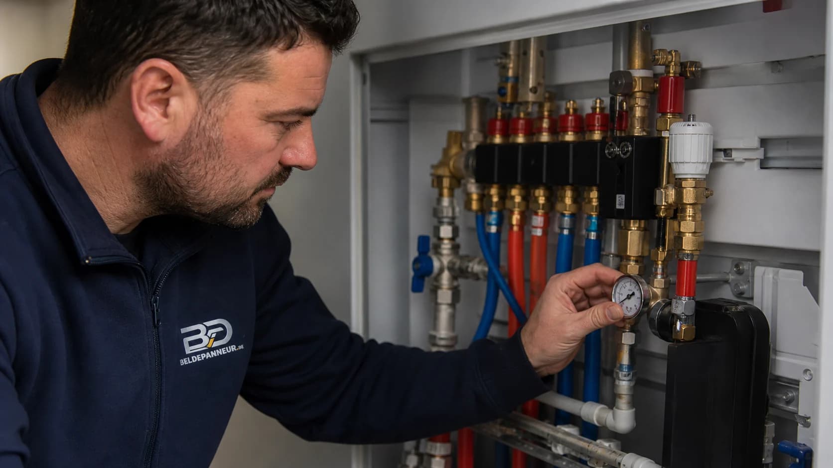 Technicien Bel Dépanneur contrôlant une installation d’eau